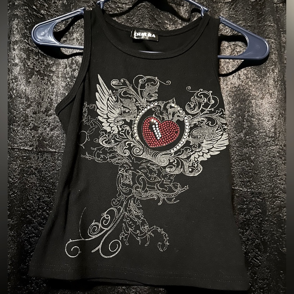 Cute rhinestoned biker tee